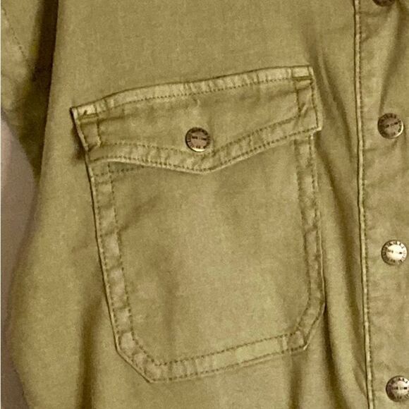 NEW Current Elliott The Lynwood Romper Shorts Belted Snap Front Khaki Size L - Picture 9 of 16
